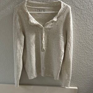 LOFT Cream V-Neck Sweater